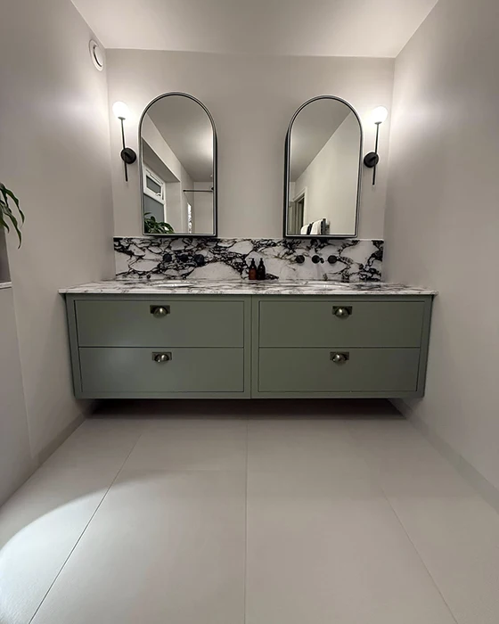 Soft ambient lighting in modern washroom