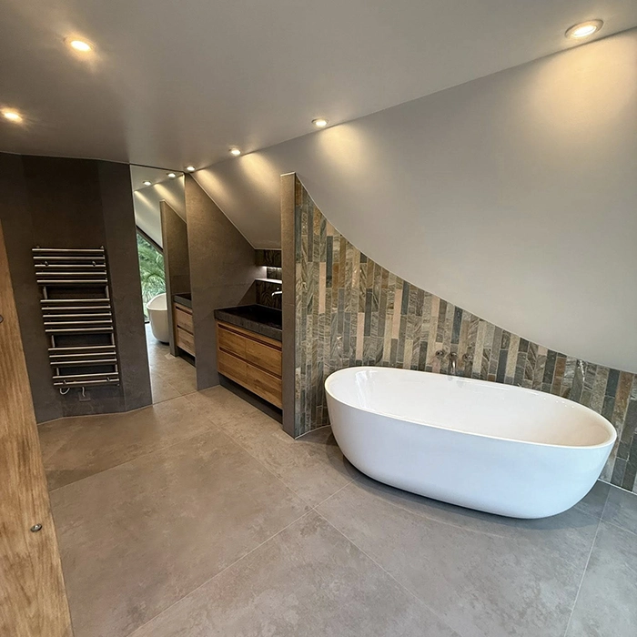 green and cream bespoke bathroom